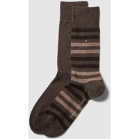 Tommy Hilfiger Socken mit Label-Detail im 2er-Pack Modell 'DUO STRIPE SOCK' in Beige Melange, Größe 39/42 von Tommy Hilfiger