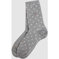Tommy Hilfiger Socken mit Label-Print im 2er-Pack in Mittelgrau Melange, Größe 39-42 von Tommy Hilfiger