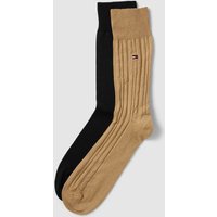 Tommy Hilfiger Socken mit Logo-Stitching im 2er-Pack in Camel, Größe 39/42 von Tommy Hilfiger