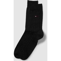 Tommy Hilfiger Socken mit Logo-Stitching im 2er-Pack in Black, Größe 39/42 von Tommy Hilfiger