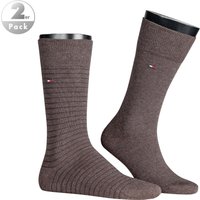 Tommy Hilfiger Herren Socken braun Baumwolle Gestreift von Tommy Hilfiger