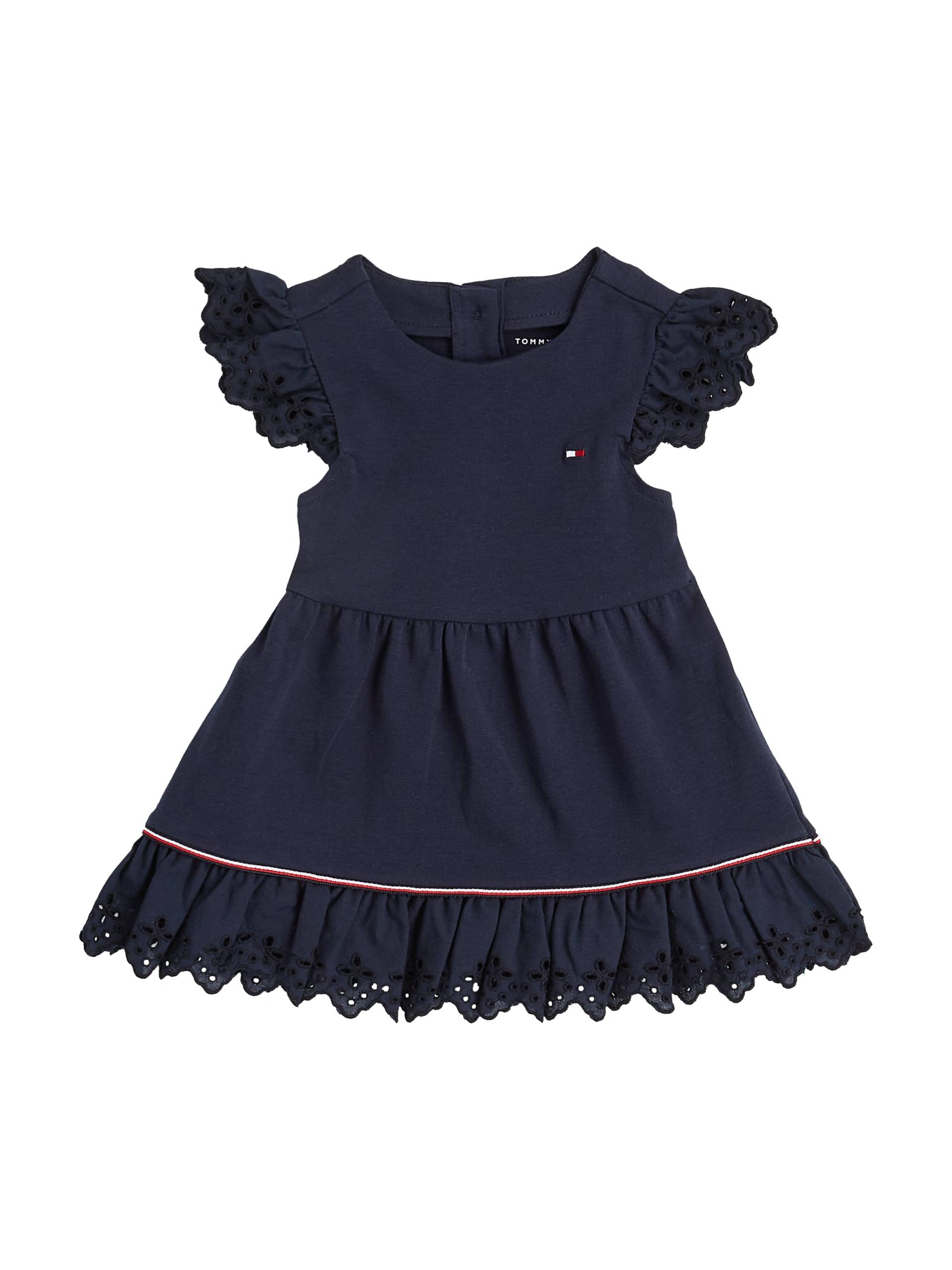 Tommy Hilfiger Sommerkleid "BRODERIE ANGLAISE DRESS SS" Ohne Taschen mit Logo-Kontrastband, mit Logostickerei von Tommy Hilfiger