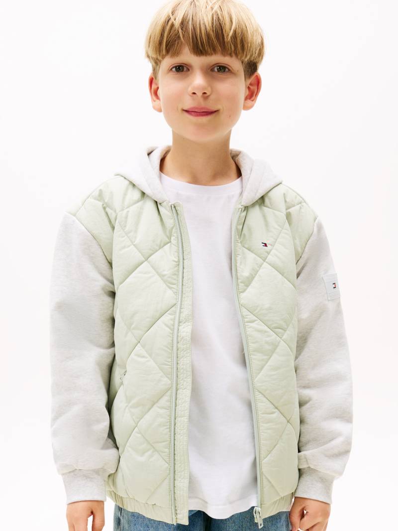 Tommy Hilfiger Steppjacke "MIX MEDIA QUILTED JACKET" mit Kapuze für Kinder bis 16 Jahre, Material-Mix von Tommy Hilfiger