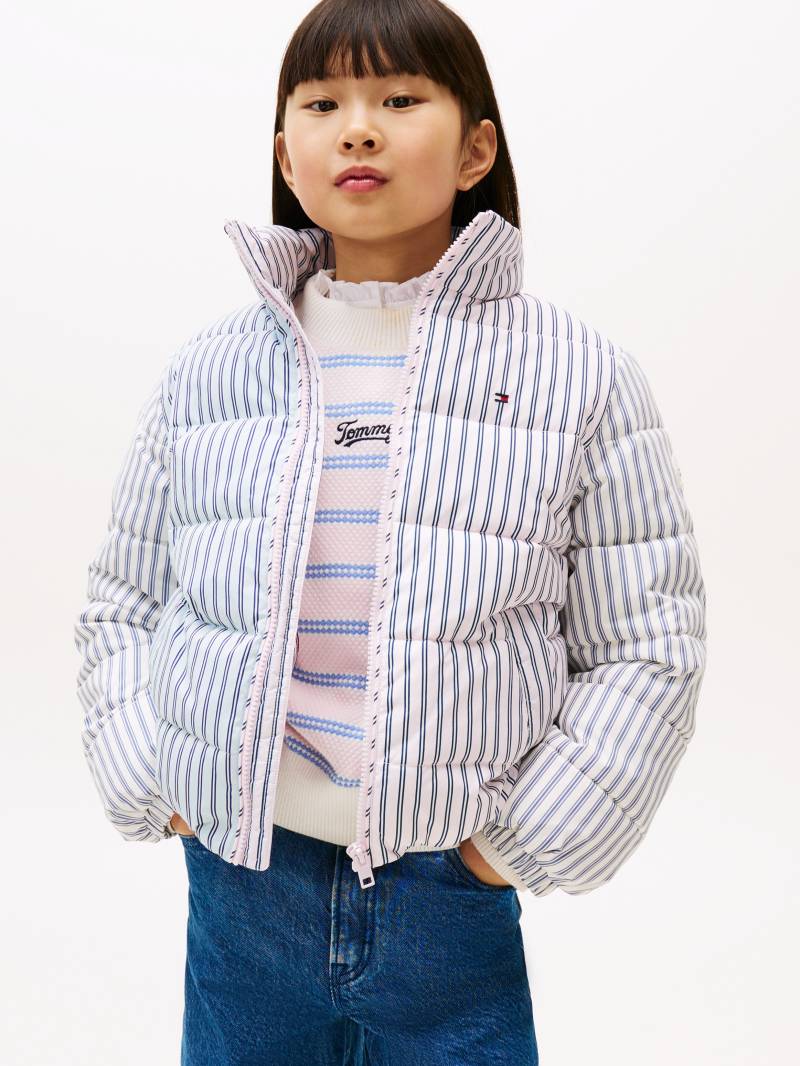 Tommy Hilfiger Steppjacke "MIX STRIPE PUFFER" für Kinder bis 16 Jahre, cooles Streifen-Design von Tommy Hilfiger
