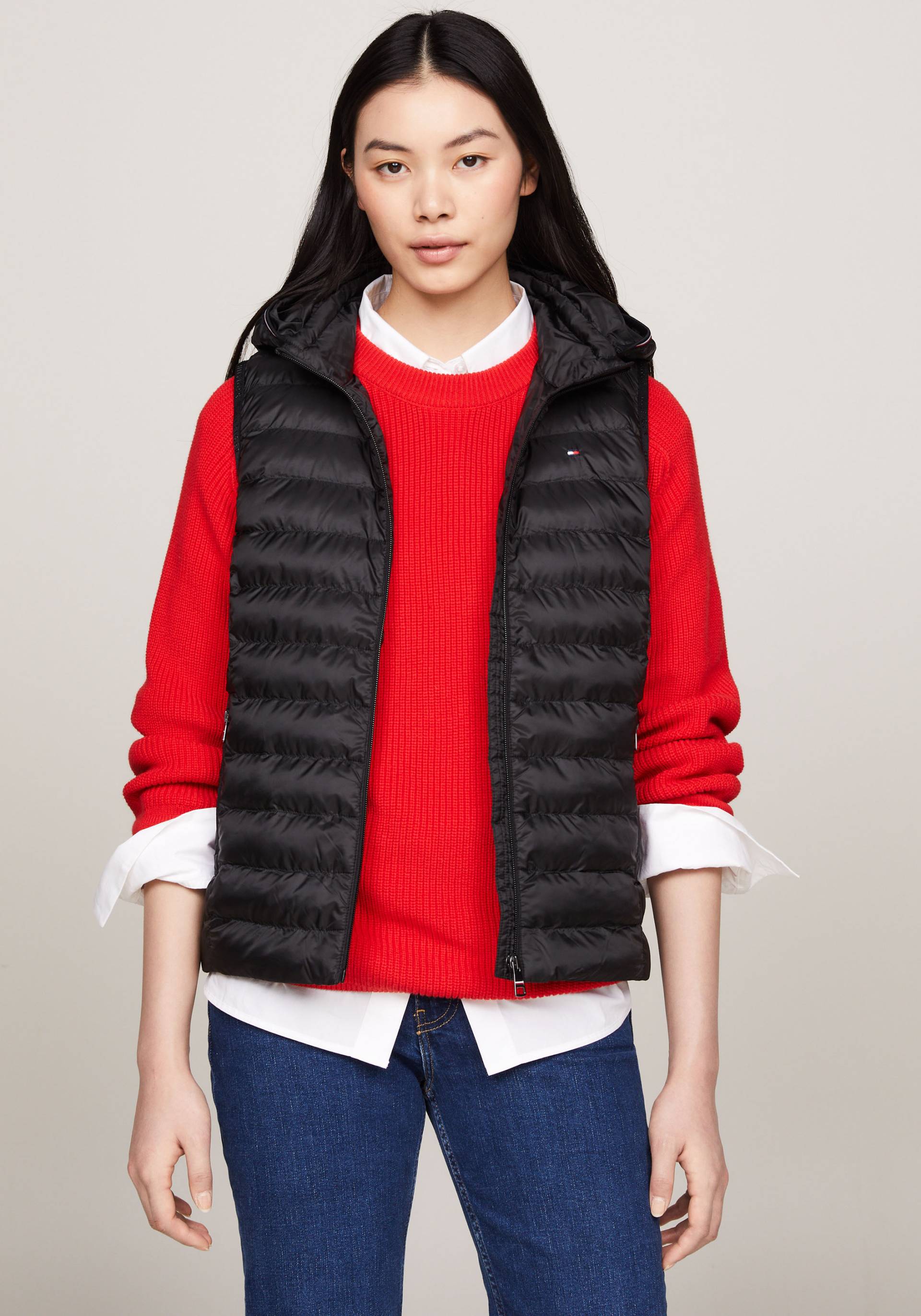 Tommy Hilfiger Steppweste "LW PADDED GLOBAL STRIPE VEST" Global Serie TH WOMEN, Reißverschlusstaschen von Tommy Hilfiger