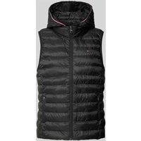 Tommy Hilfiger Regular Fit Steppweste mit Kapuze in Black, Größe L von Tommy Hilfiger