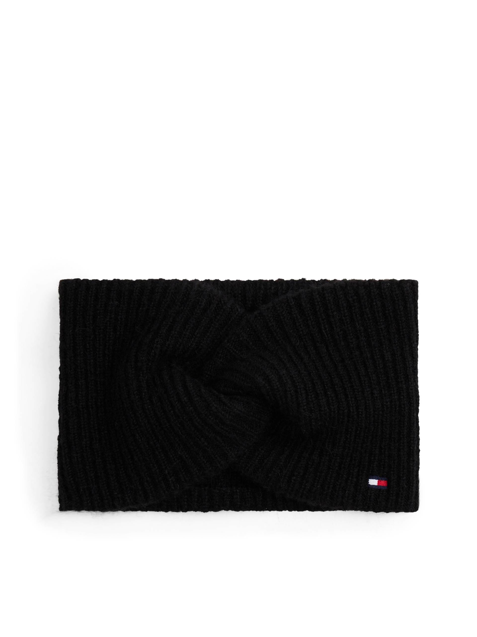 Tommy Hilfiger Stirnband "TH FLAG FLUFFY" flauschig mit Wolle, ca. 20x11 cm, Rippstrick von Tommy Hilfiger