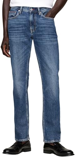 Tommy Hilfiger Herren Jeans Hose Straight Denton aus Baumwolle, Blau (Hiker Indigo), 36W/32L von Tommy Hilfiger