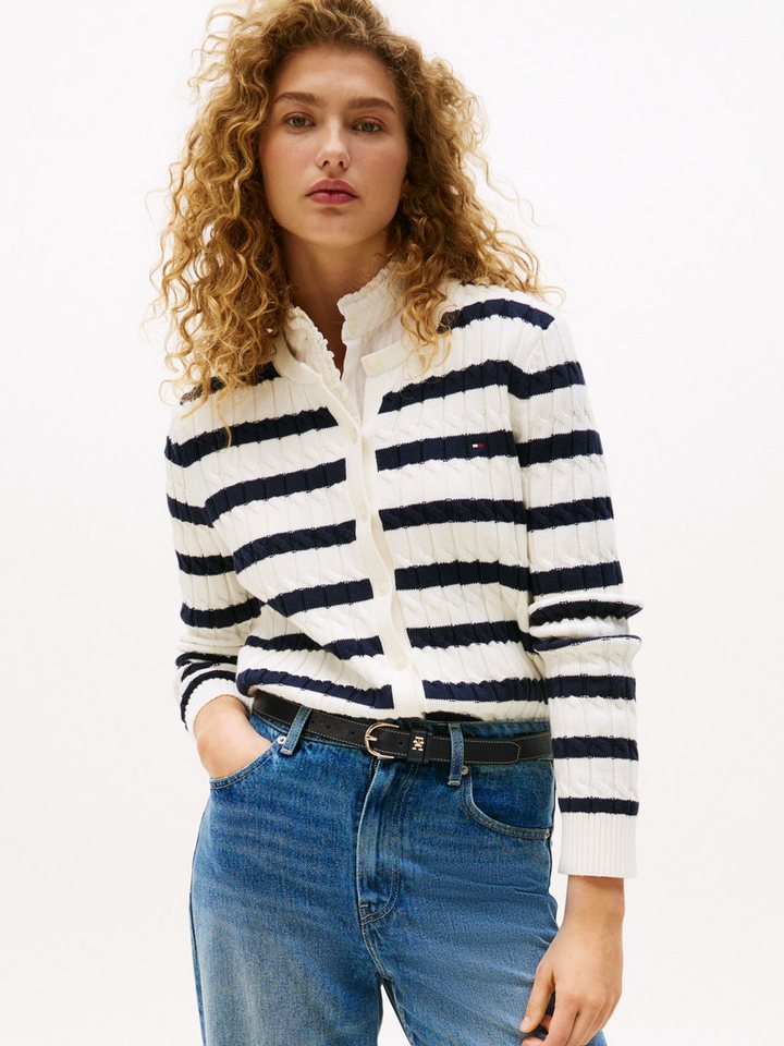Tommy Hilfiger Strickjacke CO CABLE MID GG C-NK LS CARDI mit Zopfmuster von Tommy Hilfiger
