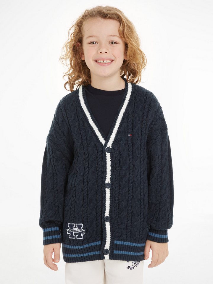 Tommy Hilfiger Strickjacke H CARDIGAN SWEATER Kinder bis 16 Jahre mit Logopatch von Tommy Hilfiger