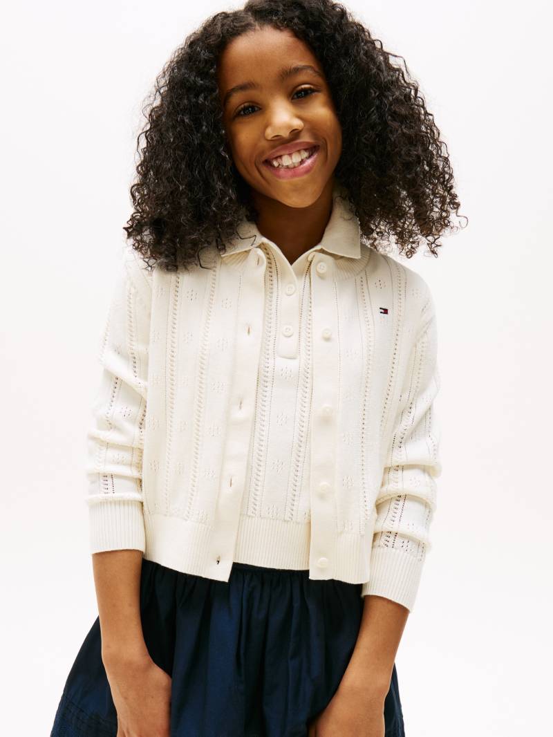 Tommy Hilfiger Strickjacke "POINTELLE CARDIGAN LS", für Kinder bis 16 Jahre, mit süßem Muster von Tommy Hilfiger