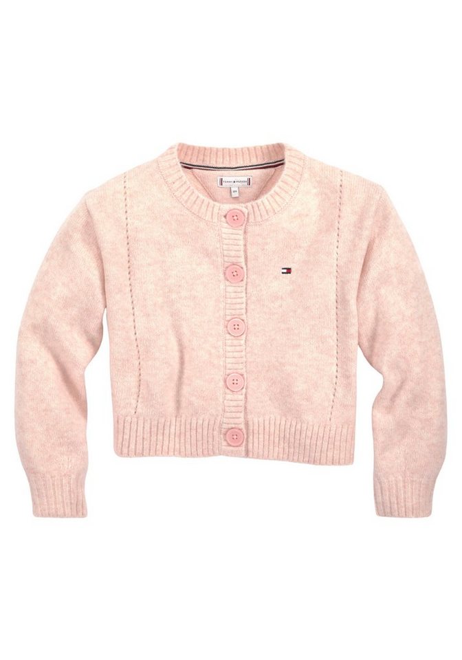 Tommy Hilfiger Strickjacke TOMMY POINTELLE CARDIGAN Kinder Kids Junior MiniMe,mit dezenter Labelflag von Tommy Hilfiger