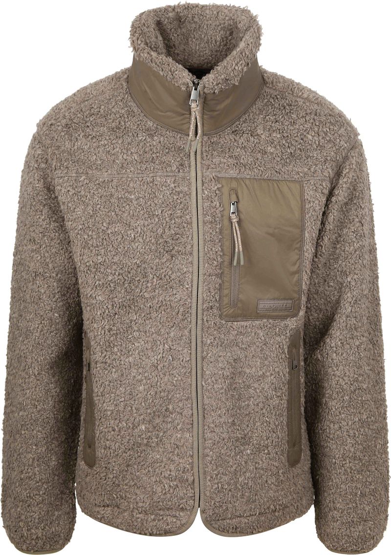 Tommy Hilfiger Strickjacke Teddy Fleece Taupe - Größe M von Tommy Hilfiger
