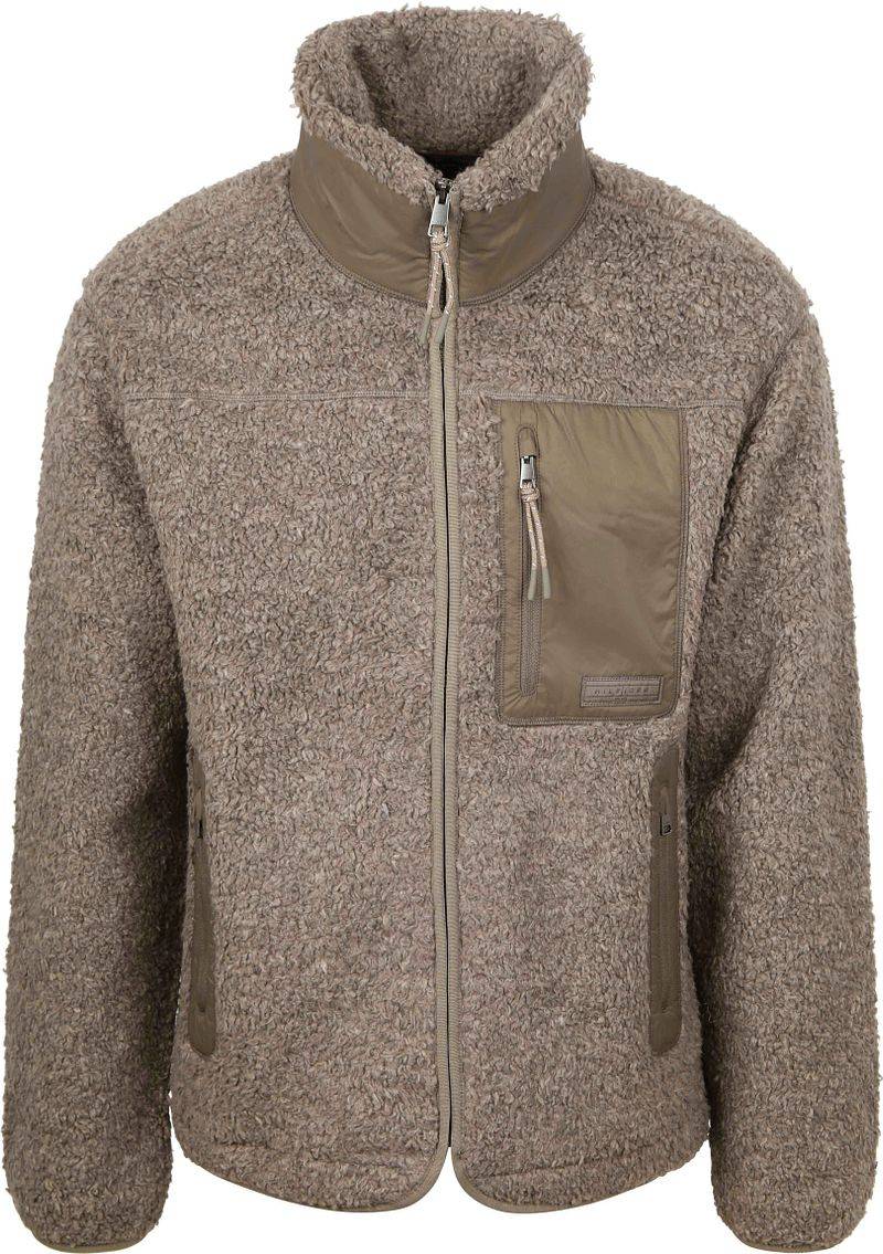 Tommy Hilfiger Strickjacke Teddy Fleece Taupe - Größe XXL von Tommy Hilfiger