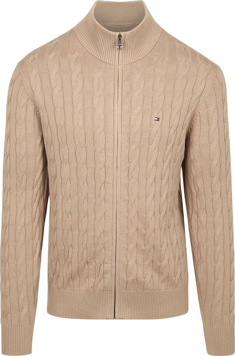 Tommy Hilfiger Strickjacke Zip Cable Beige - Größe XXL von Tommy Hilfiger