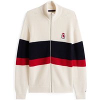 Tommy Hilfiger Strickjacke mit Blockstreifen und Wappen-Aufnäher in XL von Tommy Hilfiger