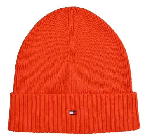 Tommy Hilfiger Strickmütze Mütze Beanie Baumwolle Kaschmir Orange One Size von Tommy Hilfiger