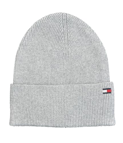 Tommy Hilfiger Strickmütze Mütze Cotton Cashmere Beanie Baumwolle Kaschmir Grau Hellgrau One Size von Tommy Hilfiger