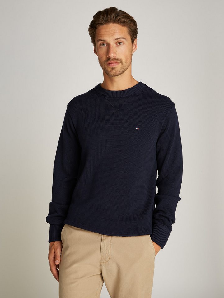Tommy Hilfiger Strickpullover CHUNKY COTTON C NECK mit Logosrickerei von Tommy Hilfiger
