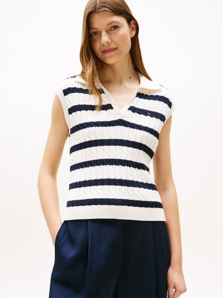 Tommy Hilfiger Strickpullover CO CABLE MID GG OPEN POLO VEST mit Zopfmuster Tommy Hilfiger Strickpullover CO CABLE MID GG OPEN POLO VEST mit Zopfmuster von Tommy Hilfiger