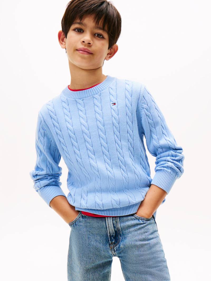 Tommy Hilfiger Strickpullover "COTTON CABLE SWEATER", für Kinder bis 16 Jahre, mit Zopfmuster von Tommy Hilfiger