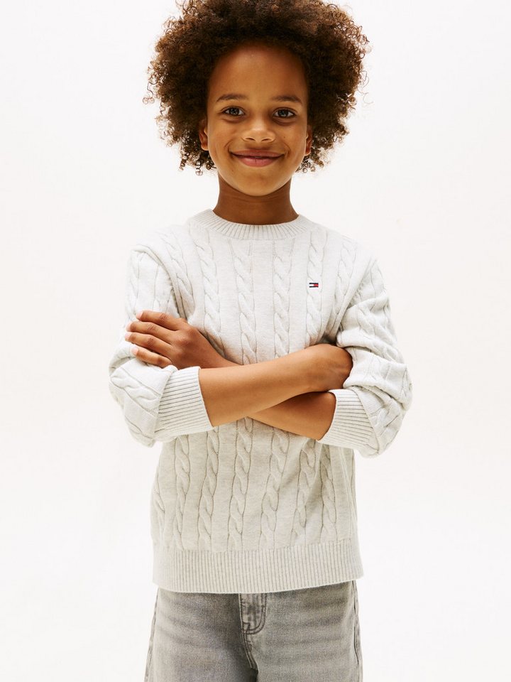 Tommy Hilfiger Strickpullover COTTON CABLE SWEATER für Kinder bis 16 Jahre, mit Zopfmuster von Tommy Hilfiger