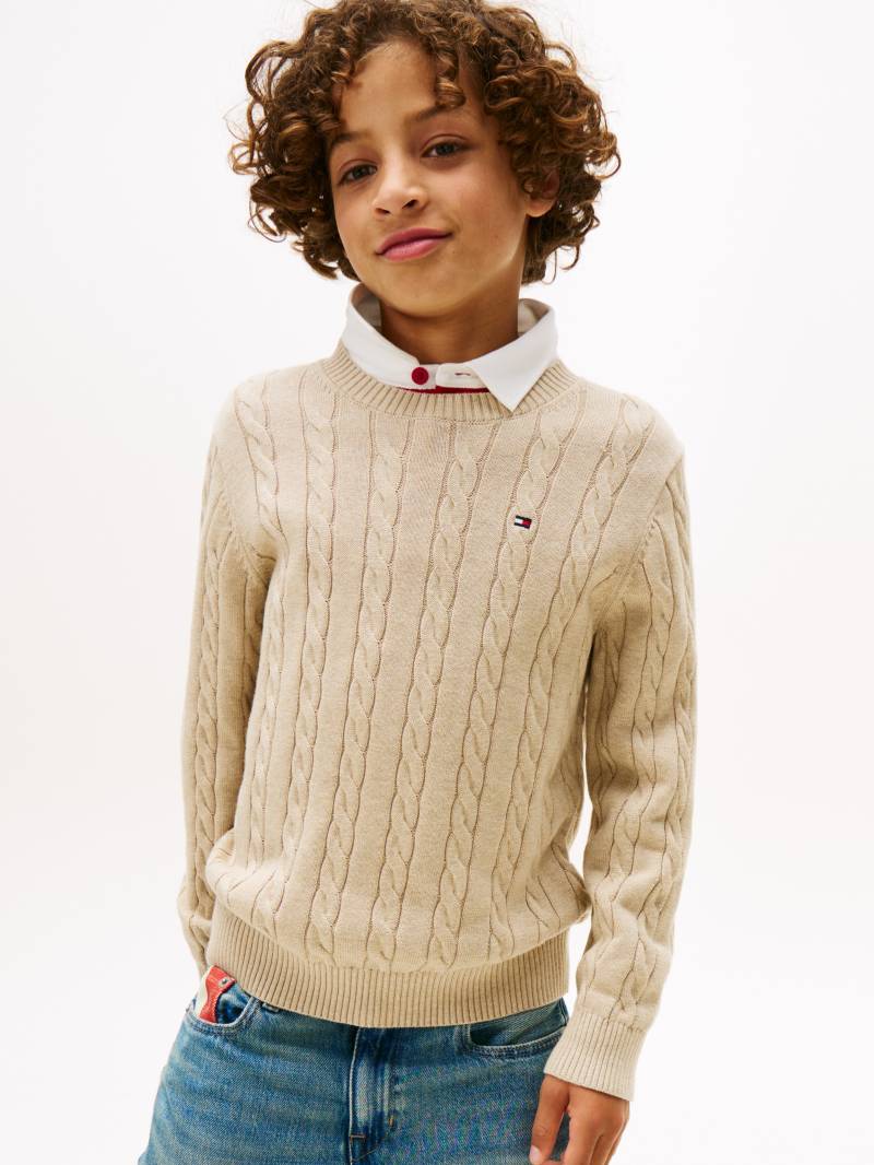 Tommy Hilfiger Strickpullover "COTTON CABLE SWEATER", für Kinder bis 16 Jahre, mit Zopfmuster von Tommy Hilfiger