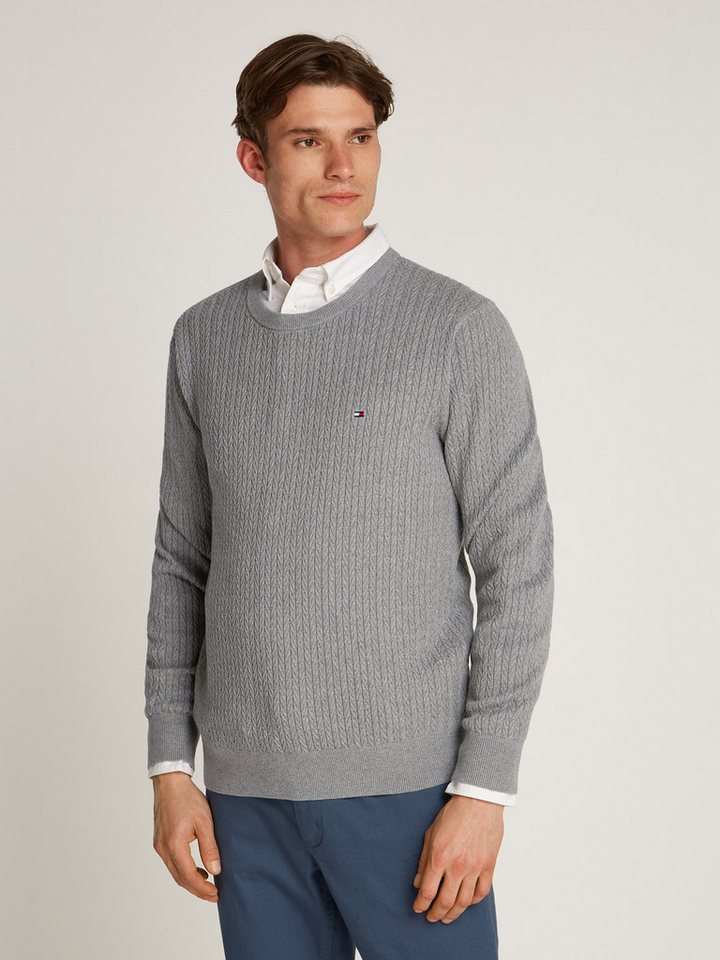 Tommy Hilfiger Strickpullover HERRINGBONE STRUCTURE C NK mit Zopfmuster von Tommy Hilfiger
