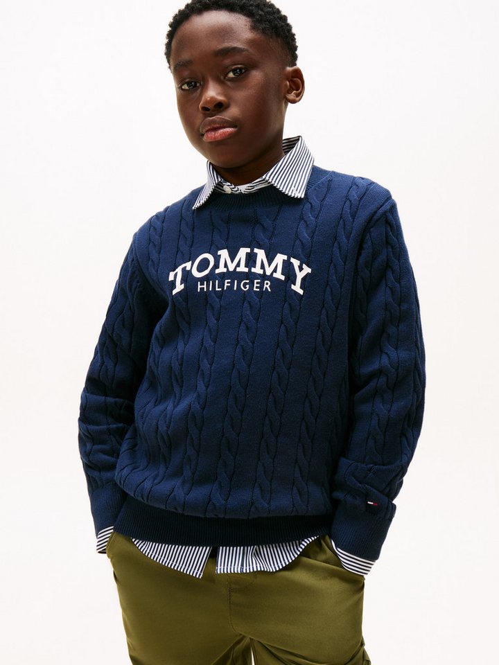 Tommy Hilfiger Strickpullover Regular fit, für Kinder bis 16 Jahre, Druck von Tommy Hilfiger