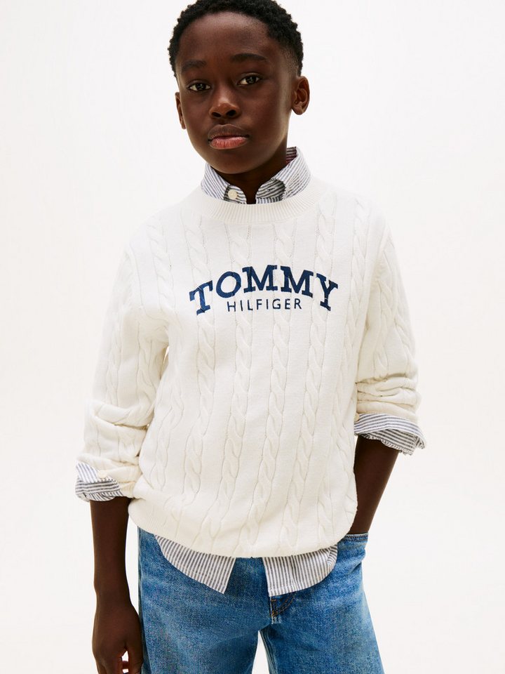 Tommy Hilfiger Strickpullover Regular fit, für Kinder bis 16 Jahre, Druck von Tommy Hilfiger
