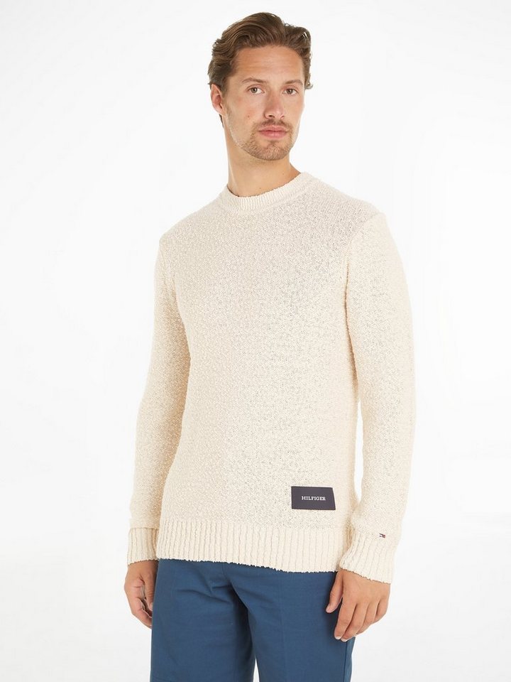 Tommy Hilfiger Strickpullover SLUB YARN C NK mit Logostickerei am Ärmel von Tommy Hilfiger