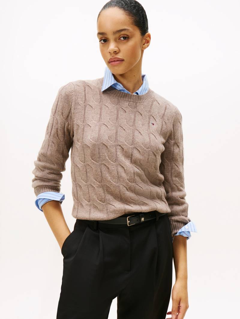 Tommy Hilfiger Strickpullover "SOFT WOOL CABLE C-NK" mit Zopfmuster, aus reiner Wolle von Tommy Hilfiger
