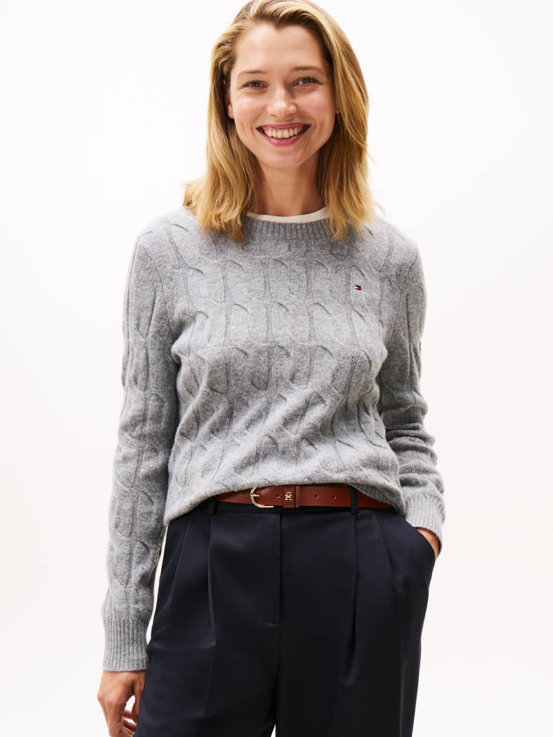 Tommy Hilfiger Strickpullover "SOFT WOOL CABLE C-NK" mit Zopfmuster, aus reiner Wolle von Tommy Hilfiger