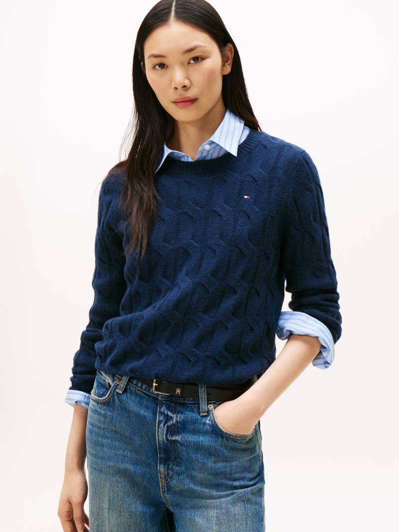 Tommy Hilfiger Strickpullover "SOFT WOOL CABLE C-NK" mit Zopfmuster, aus reiner Wolle von Tommy Hilfiger
