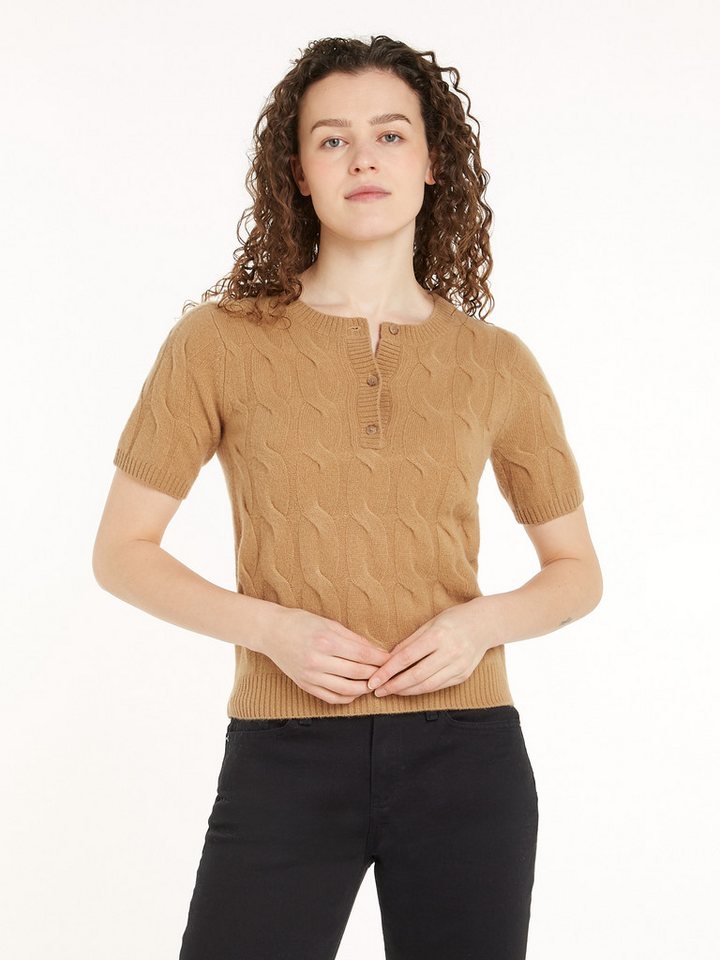 Tommy Hilfiger Strickpullover SOFT WOOL CABLE SS HENLEY mit Zopfmuster, Henley von Tommy Hilfiger