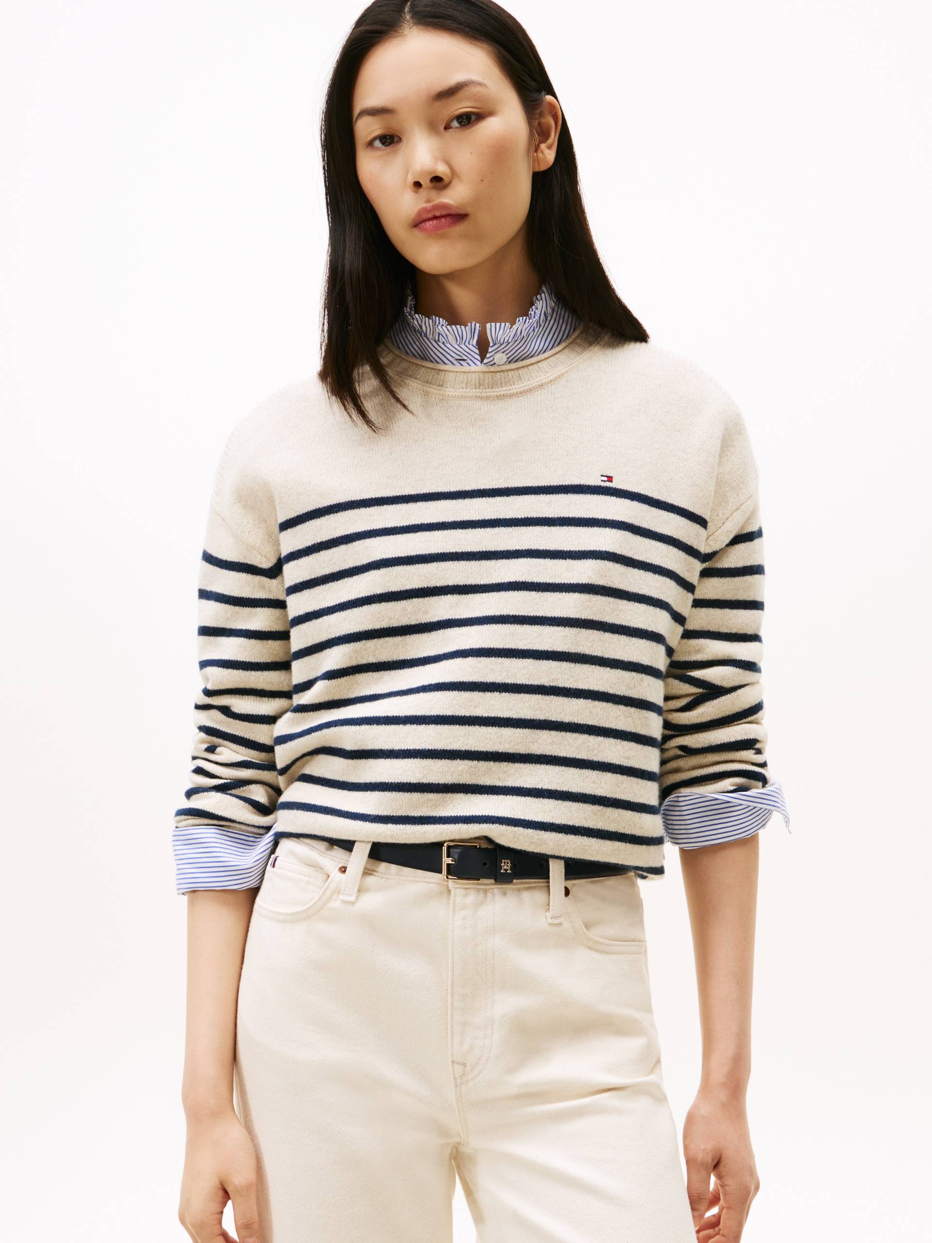 Tommy Hilfiger Strickpullover "SOFT WOOL RLXD C-NK LS SWT" aus reiner Wolle von Tommy Hilfiger