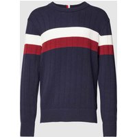 Tommy Hilfiger Strickpullover mit Blockstreifen in Marine, Größe L von Tommy Hilfiger