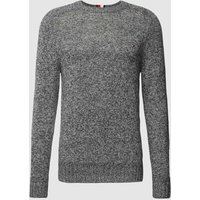Tommy Hilfiger Strickpullover mit Label-Stitching Modell 'MERINO' in Mittelgrau Melange, Größe XXL von Tommy Hilfiger