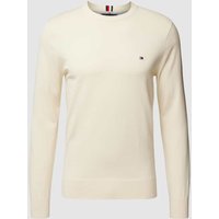 Tommy Hilfiger Strickpullover mit Label-Stitching in Beige, Größe XL von Tommy Hilfiger