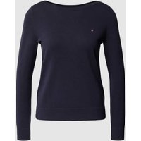 Tommy Hilfiger Strickpullover mit Label-Stitching in Dunkelblau, Größe S von Tommy Hilfiger