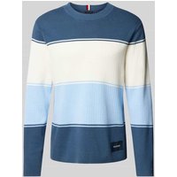 Tommy Hilfiger Strickpullover mit Logo-Patch in Jeansblau, Größe M von Tommy Hilfiger