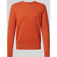 Tommy Hilfiger Strickpullover mit Logo-Stitching Modell 'PIMA' in Orange, Größe XXL von Tommy Hilfiger