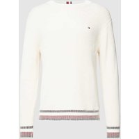 Tommy Hilfiger Strickpullover mit Logo-Stitching Modell 'SHADOW' in Offwhite, Größe XL von Tommy Hilfiger