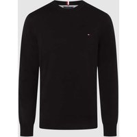 Tommy Hilfiger Strickpullover mit Logo-Stitching in Black, Größe L von Tommy Hilfiger