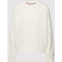 Tommy Hilfiger Strickpullover mit Zopfmuster in Ecru, Größe XXL von Tommy Hilfiger