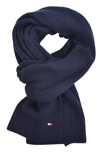 Tommy Hilfiger Strickschal Schal Cotton Cashmere Scarf Blau Navy 180 x 47 cm von Tommy Hilfiger