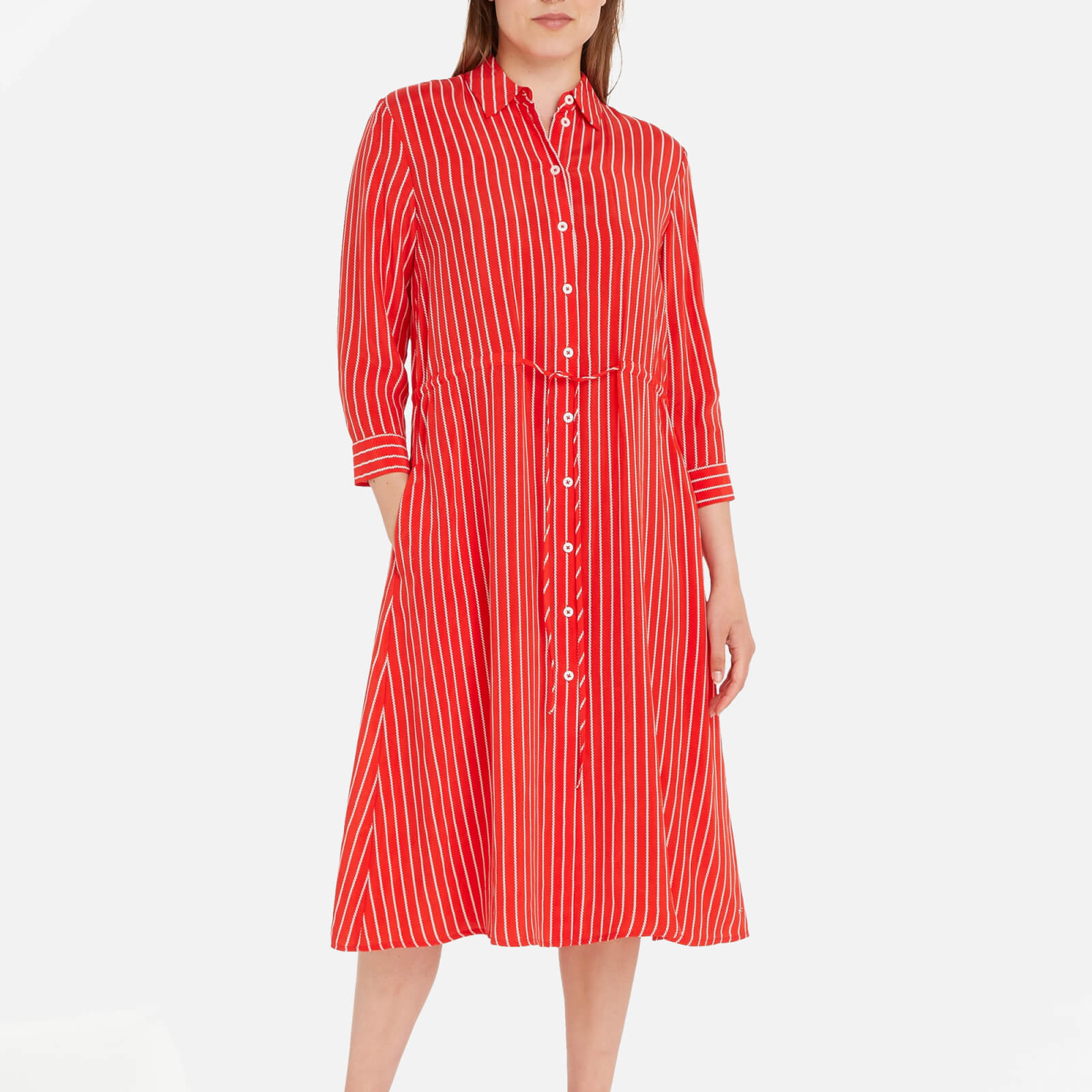 Tommy Hilfiger Striped Cupro Midi Shirt Dress - IT 34/UK 6 von Tommy Hilfiger