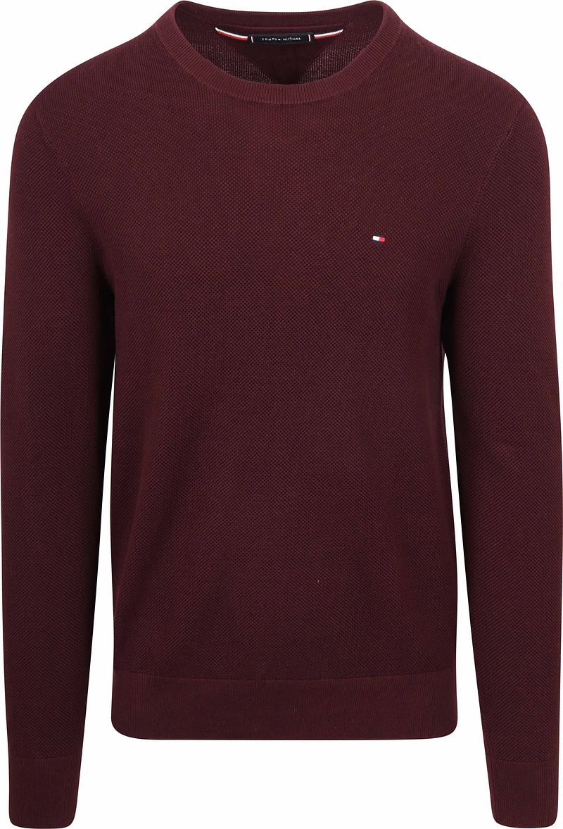 Tommy Hilfiger Structure Pullover Bordeaux - Größe M von Tommy Hilfiger