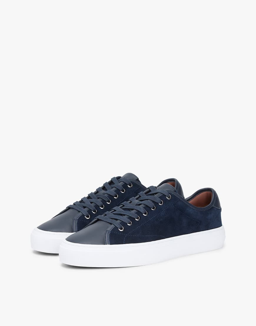 Tommy Hilfiger - Strukturierte Court-Sneaker aus Leder-Mix in Dunkelblau von Tommy Hilfiger