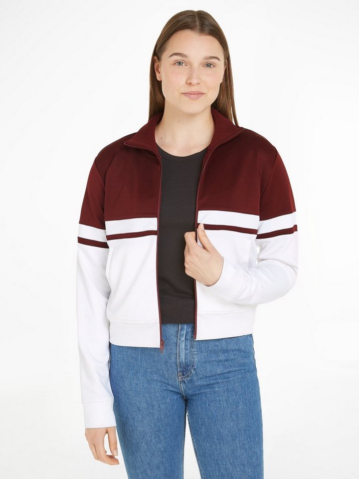 Tommy Hilfiger Sweatjacke BLOCKED STRIPE REG ZIPTHRU HWK mit Logostickerei von Tommy Hilfiger